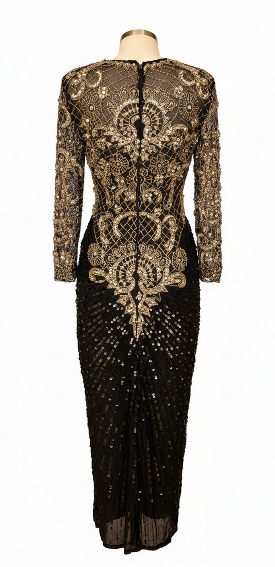 Silver & Black Sequin Dress by Lillie Ruben