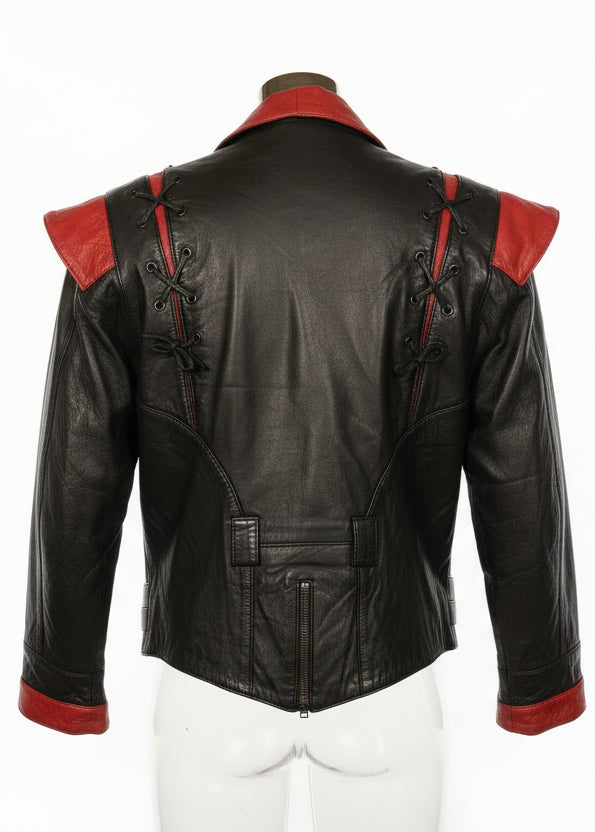 1980s Michael Jackson Thriller Style Red & Black Leather Jacket - Vintage Icon