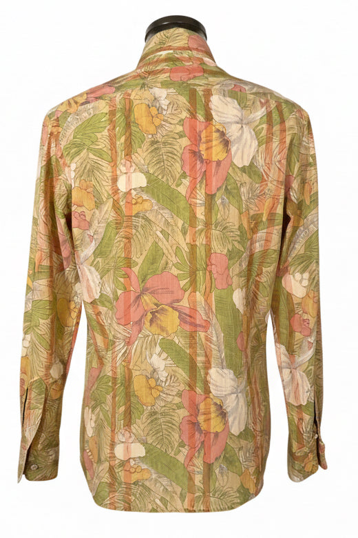 90s long sleeved striped floral print shirt