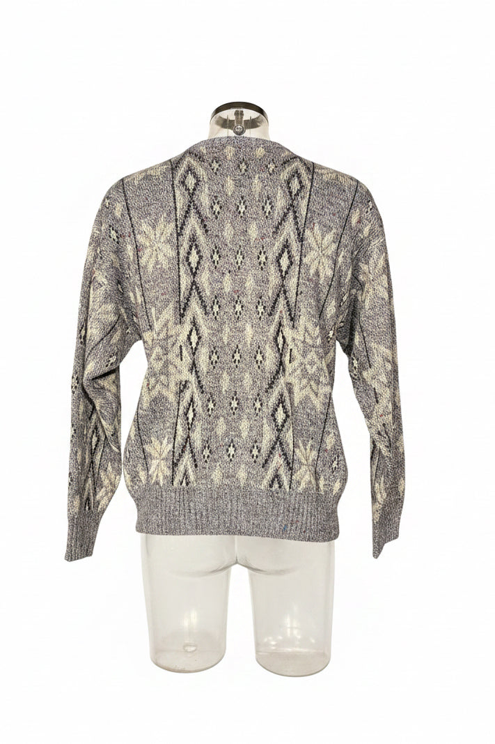 Strikmoden Maria 80s Nordic Fairisle Crew Neck Sweater — Size L