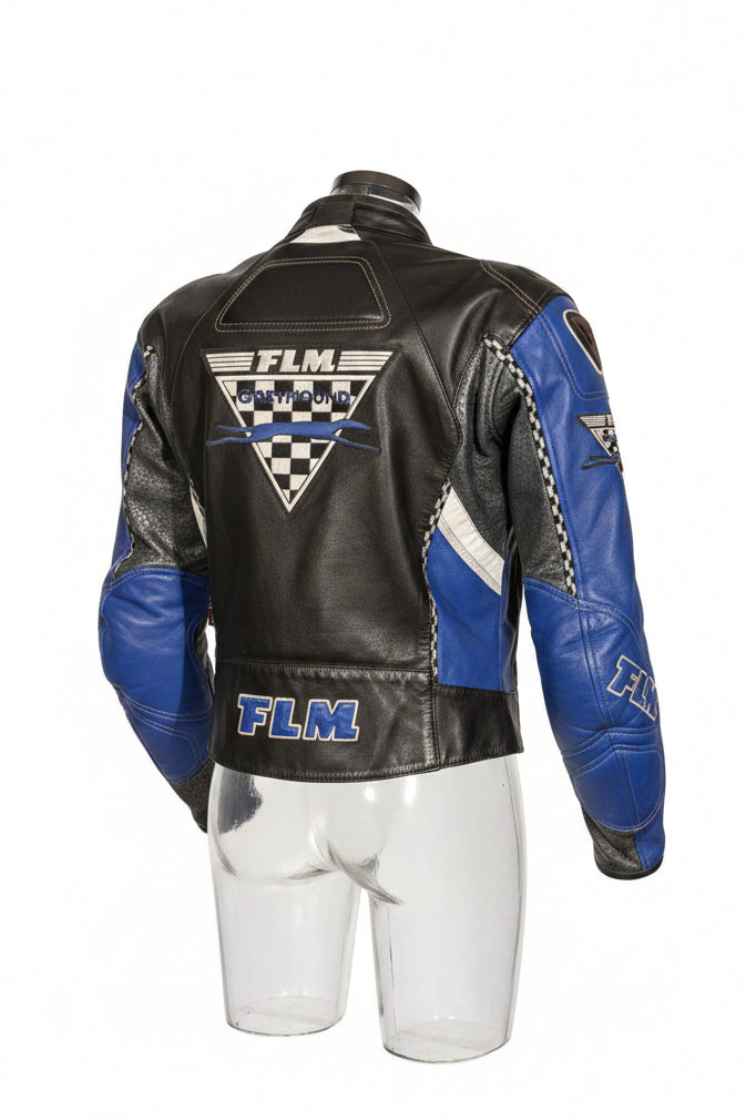 Vintage FLM Greyhound Racing Leather Jacket
