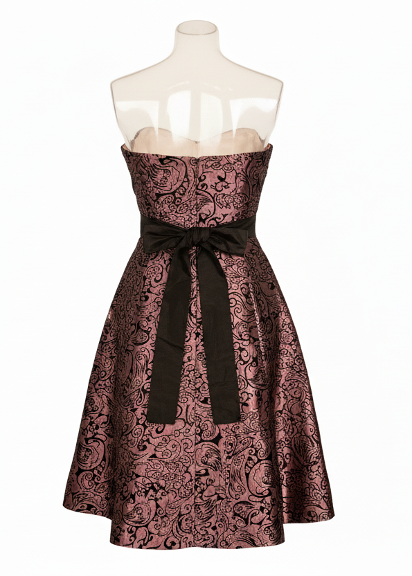 1990s brocade style ribbon tie dress image 2