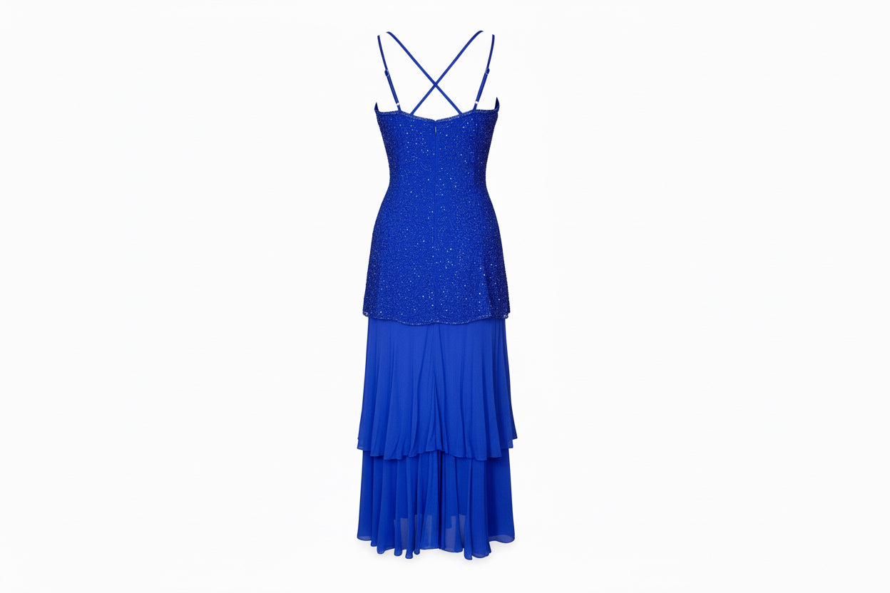 Blue Beaded Dress by D’ore
