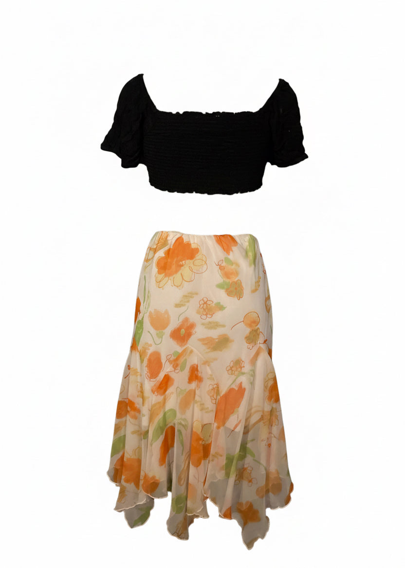 Y2K floral skirt