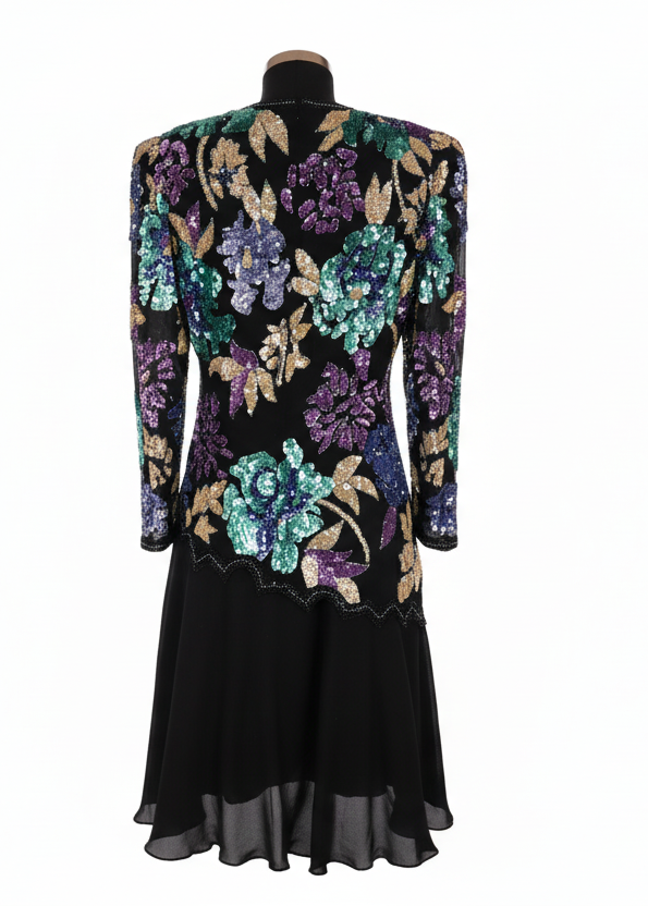 1980s heavy sequin party dress image 3