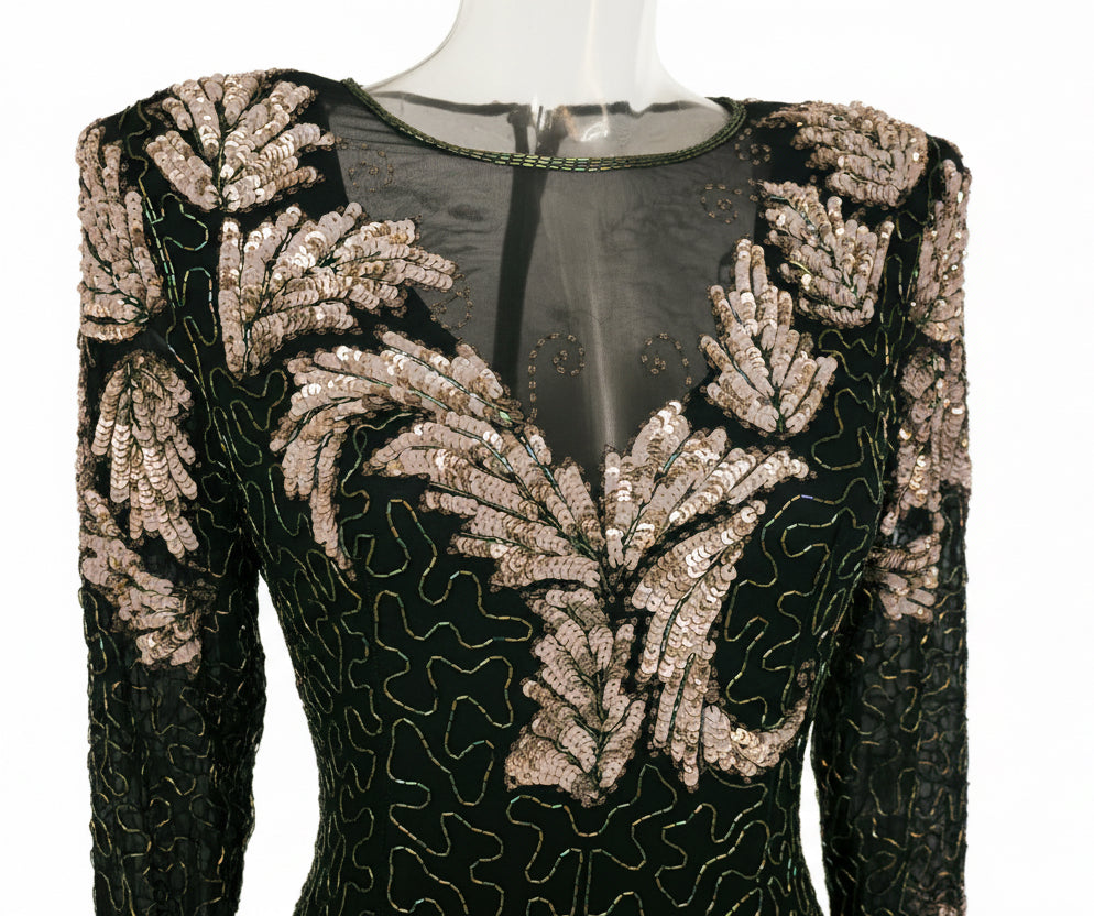 Green Beaded Dress by Scala