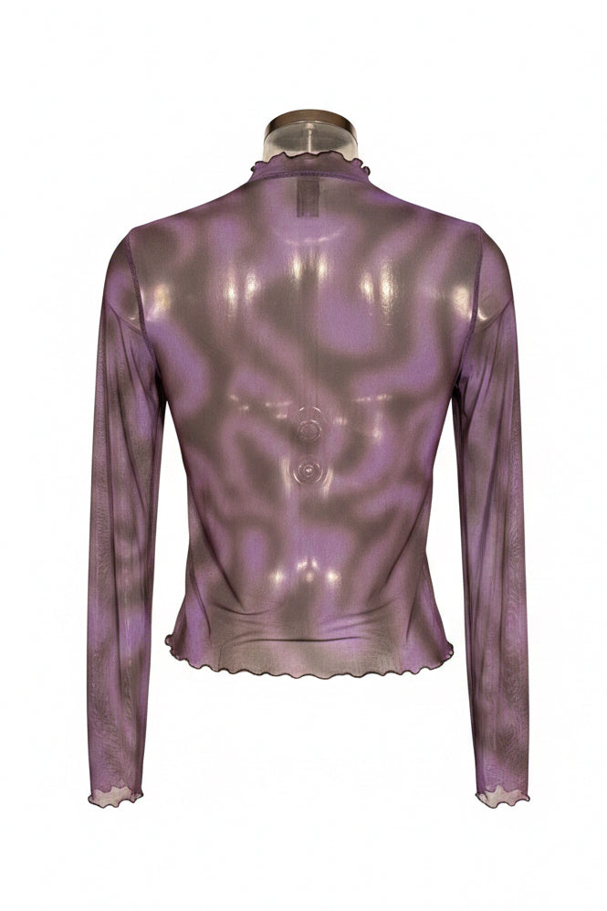 Vintage 90s Purple Mesh Sheer Top