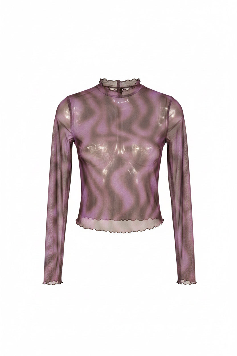 Vintage 90s Purple Mesh Sheer Top