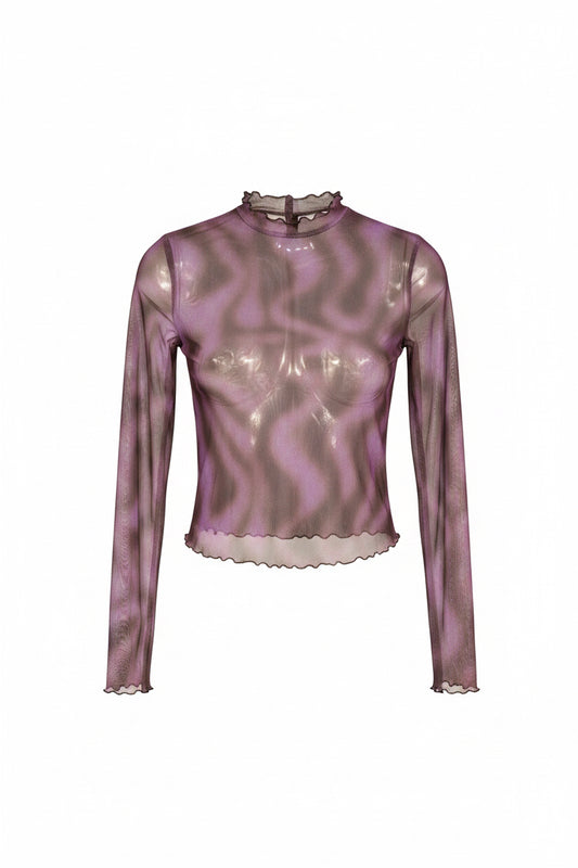 Vintage 90s Purple Mesh Sheer Top