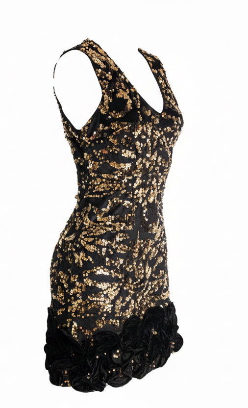 Gold Sequin Dress by Donna Rico
