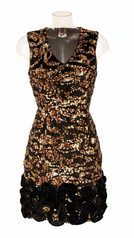 Gold Sequin Dress by Donna Rico