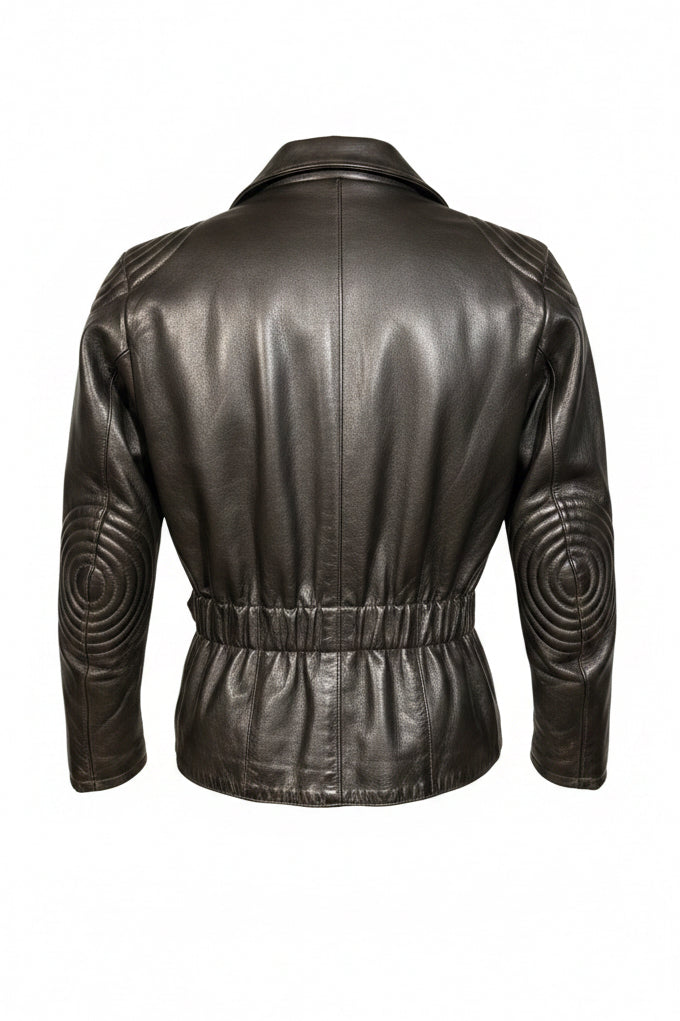 Vintage Highway Black Belted Leather Biker Jacket