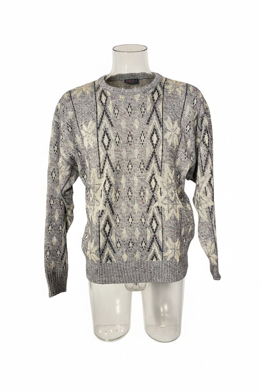 Strikmoden Maria 80s Nordic Fairisle Crew Neck Sweater — Size L