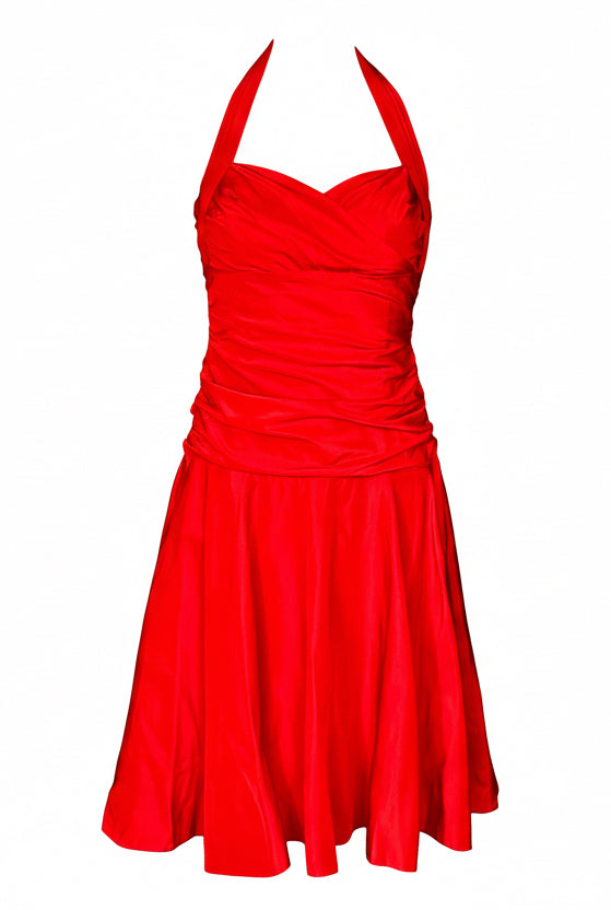 Red halter party dress