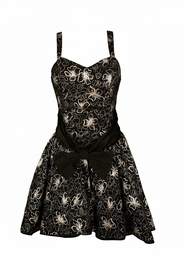 1980s black silver party dress  image 0