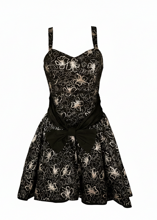 1980s black silver party dress  image 0