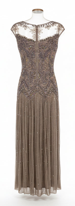 Grey Beaded Dress by Pisarro Nights