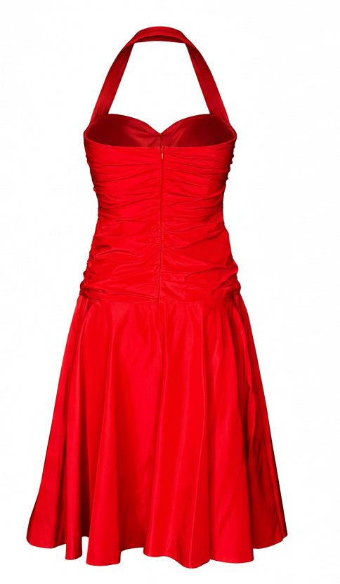 Red halter party dress