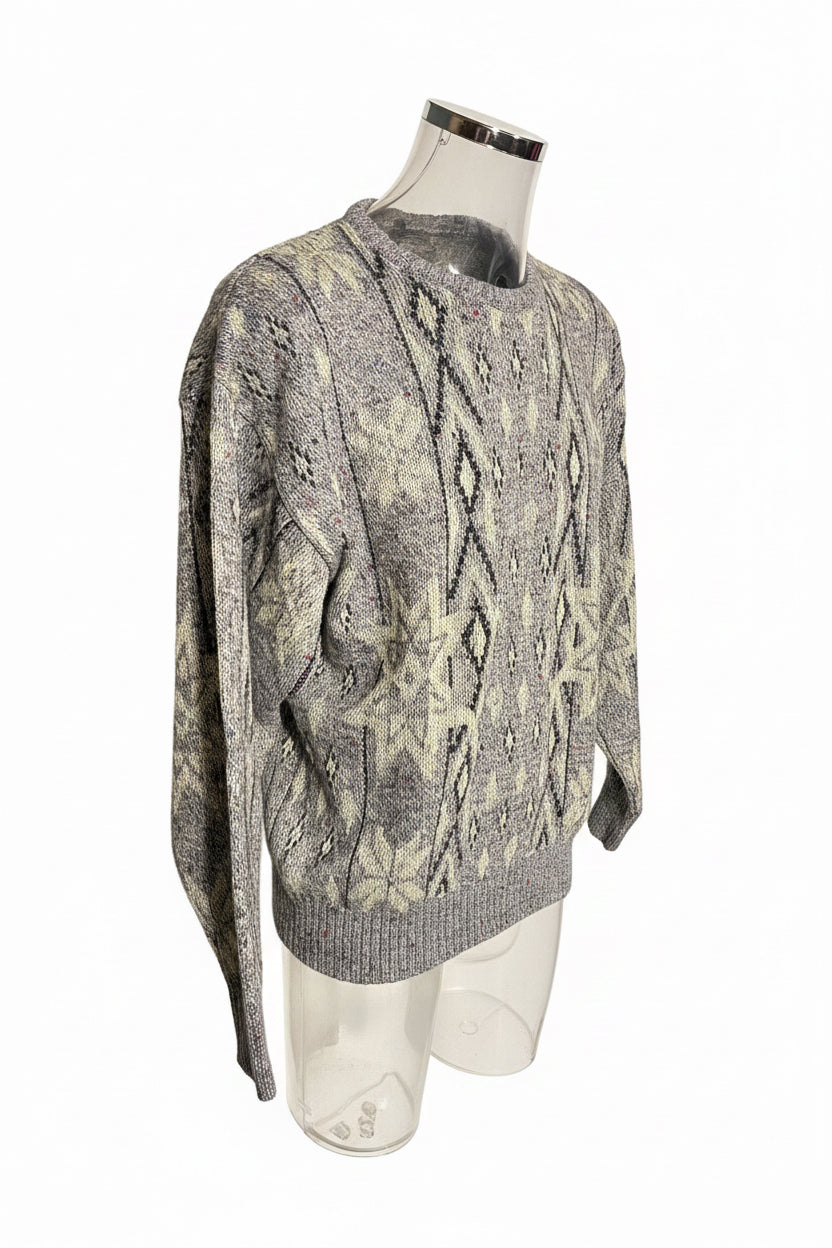 Strikmoden Maria 80s Nordic Fairisle Crew Neck Sweater — Size L