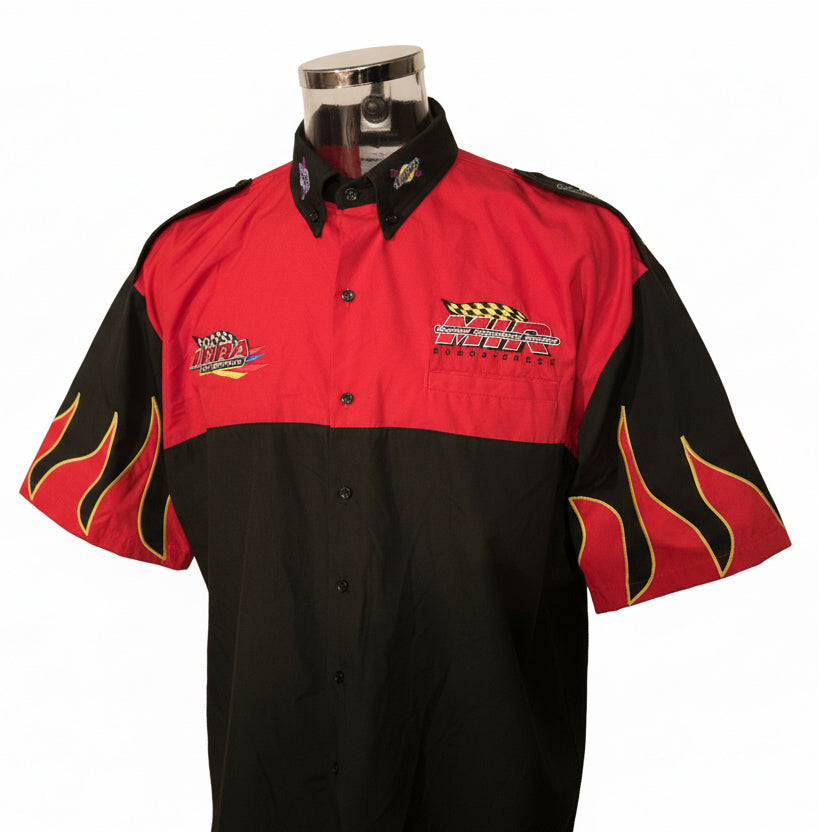Flame drag car racing mens shirt