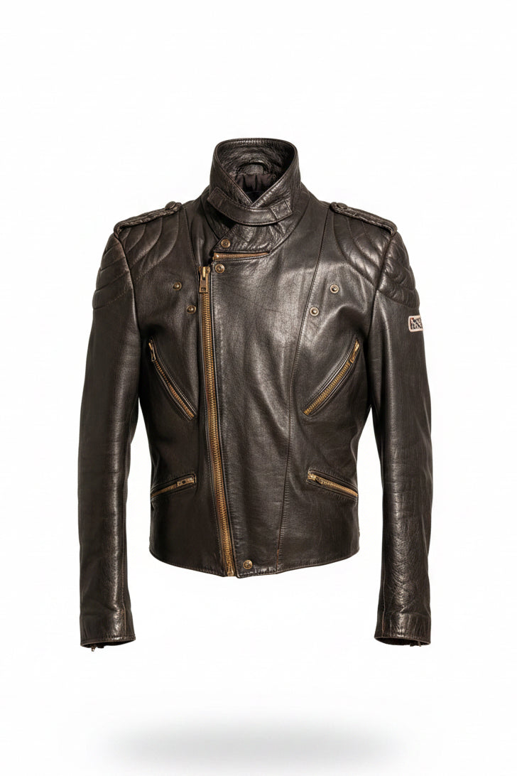 Vintage IXS Black Leather Biker Jacket
