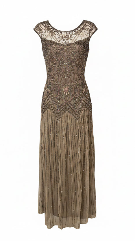 Grey Beaded Dress by Pisarro Nights