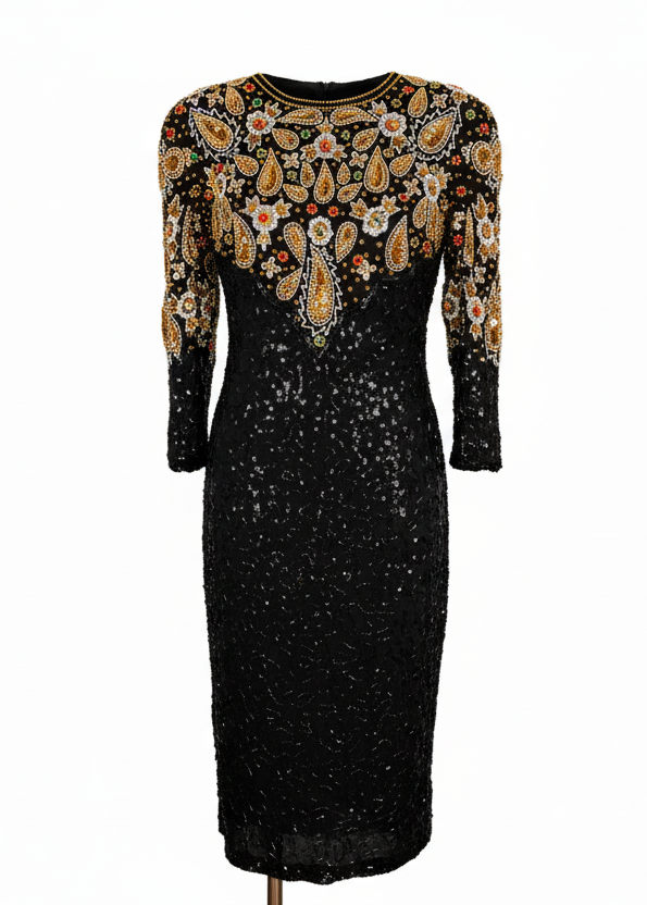 1980s full sequin party dress jewel details  image 0