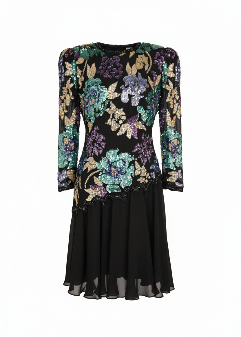 1980s heavy sequin party dress image 0