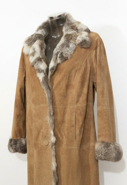 Y2K real suede and fur lined coat