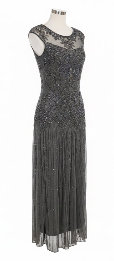 Grey Beaded Dress by Pisarro Nights