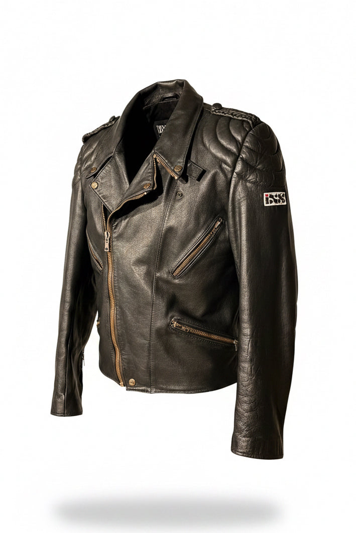 Vintage IXS Black Leather Biker Jacket
