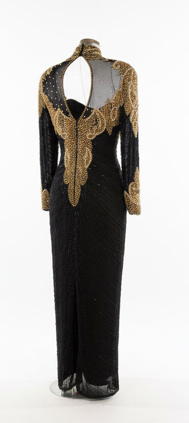 Gold and Black Beaded Dress by Oleg Cassini