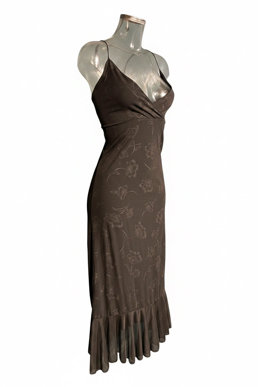 Y2K Black Floral Slip Dress