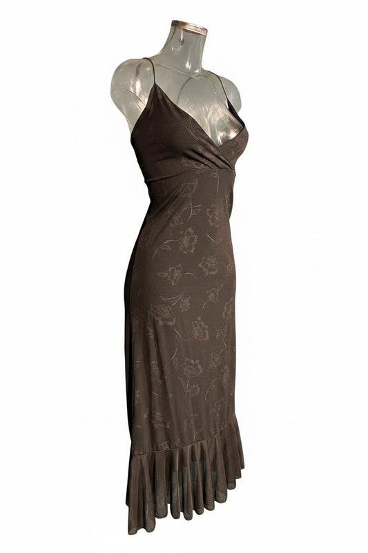 Y2K Black Floral Slip Dress