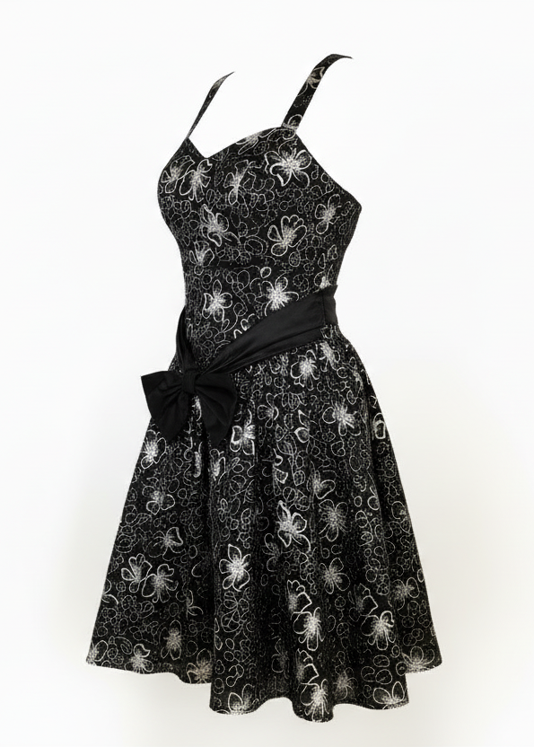 1980s black silver party dress  image 1