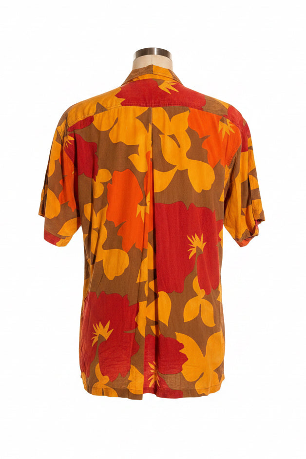 Escada Margaretha Ley Silk Floral Button Down Short Sleeve Blouse