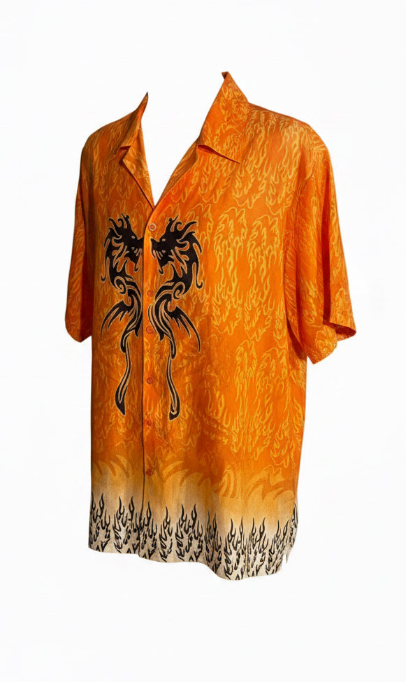 Orange Tribal Dragon Flame Shirt