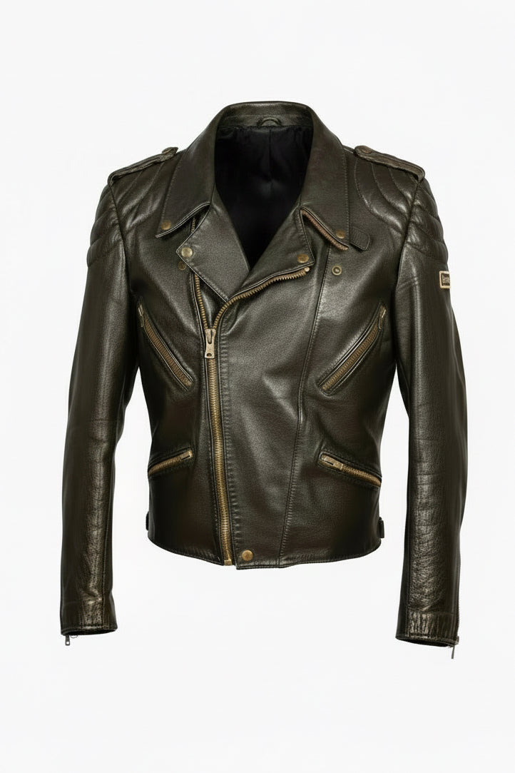 Vintage IXS Black Leather Biker Jacket