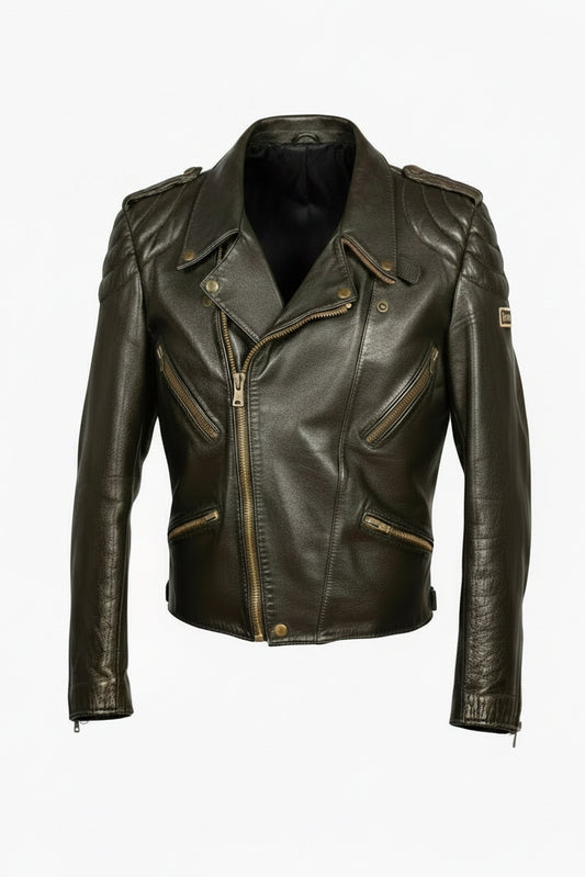 Vintage IXS Black Leather Biker Jacket
