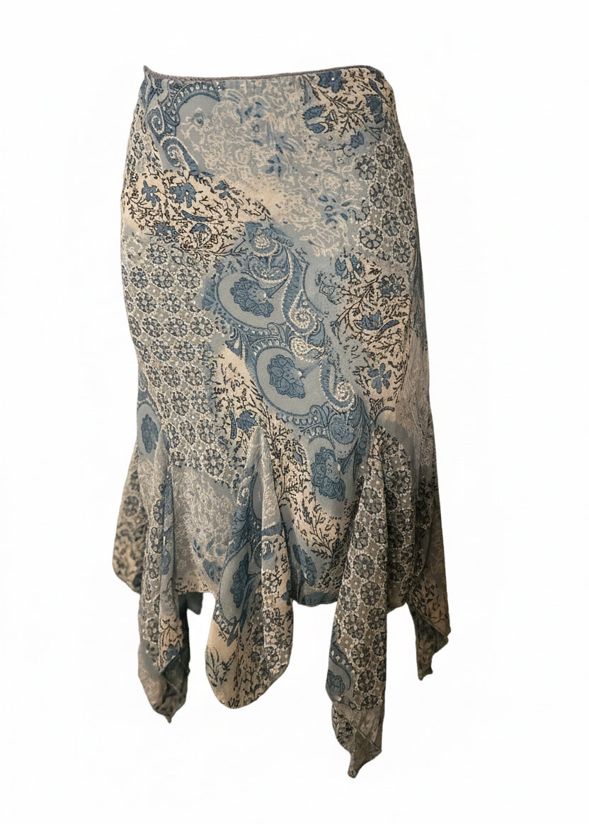 Y2K blue paisley skirt