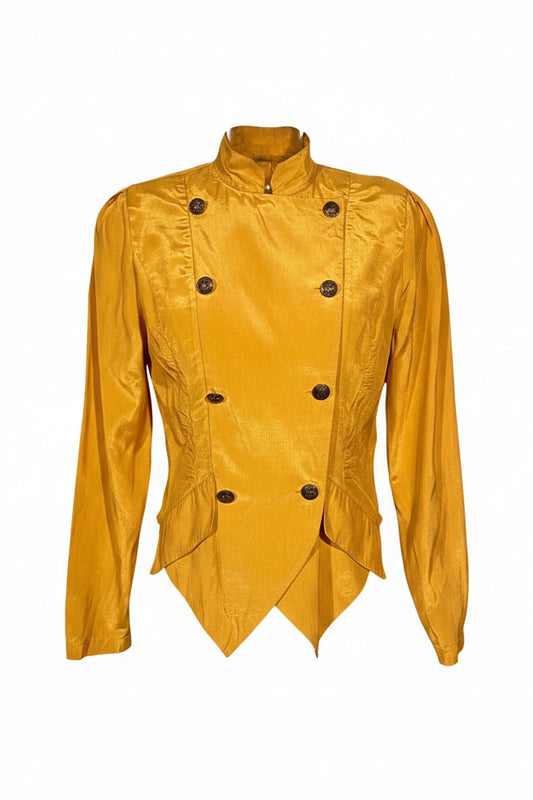 Vintage 80s Mustard Yellow Double-Breasted Long Sleeve Shacket