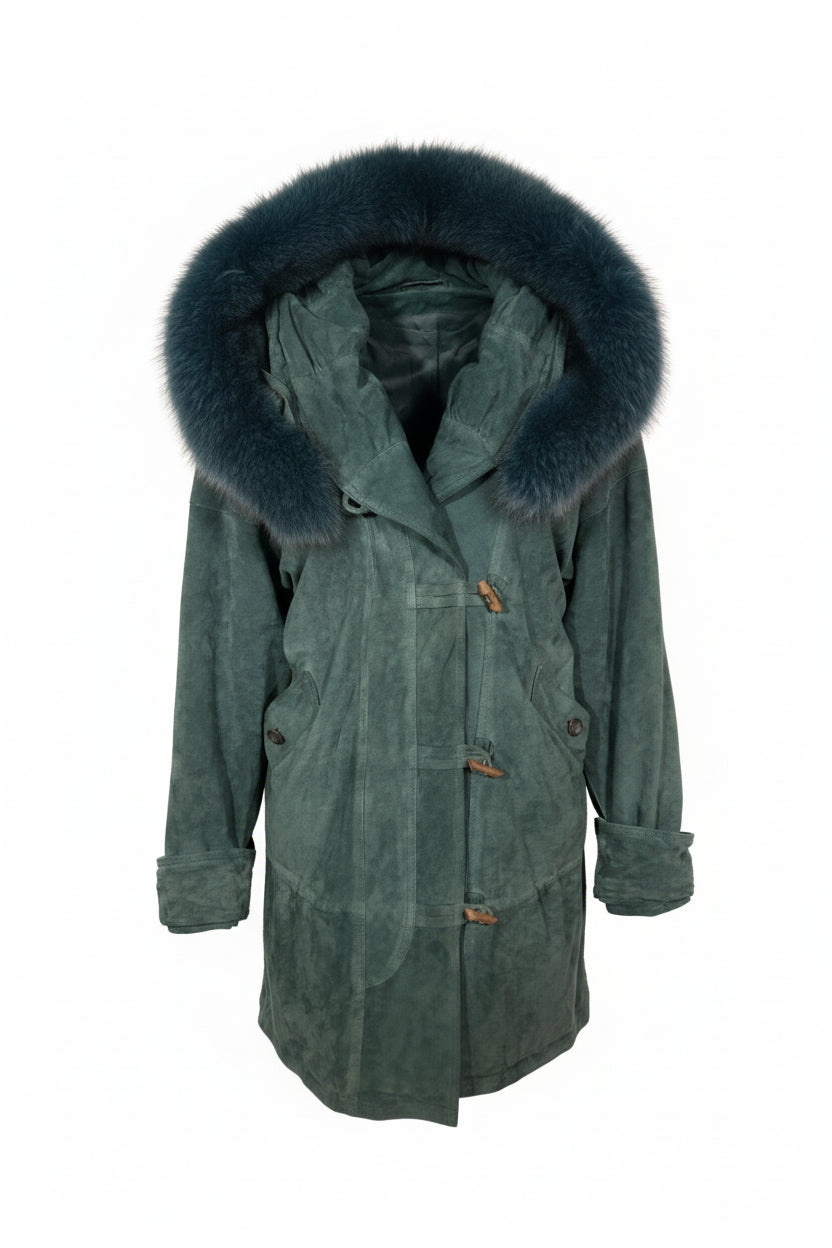 1990s Striwa Real Suede Parka with Fur Collar Trim - Vintage Outerwear