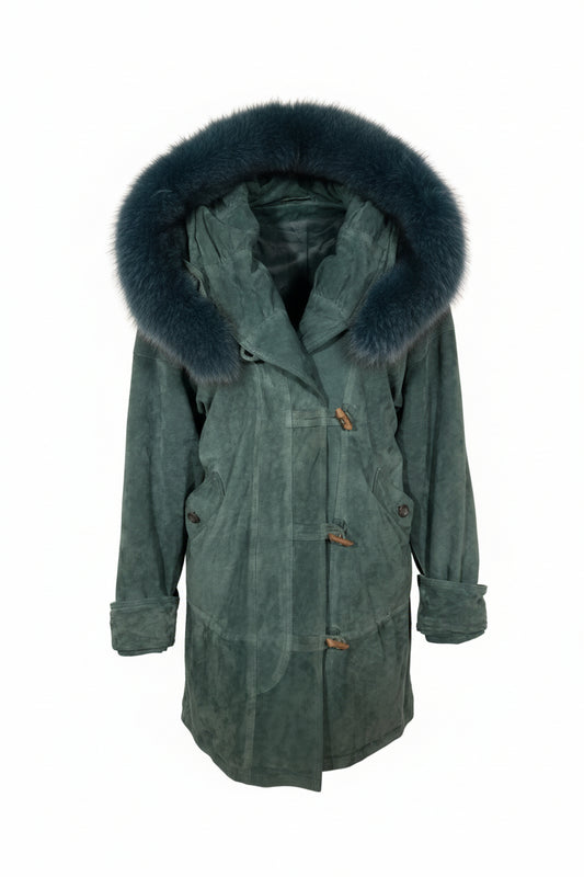 1990s Striwa Real Suede Parka with Fur Collar Trim - Vintage Outerwear