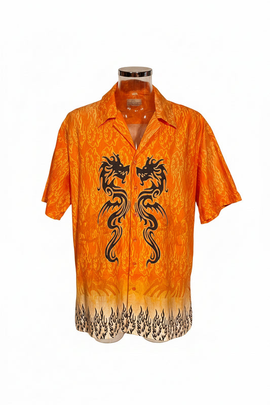 Orange Tribal Dragon Flame Shirt