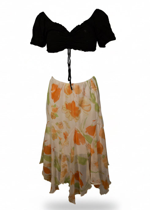 Y2K floral skirt