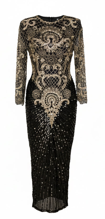 Silver & Black Sequin Dress by Lillie Ruben