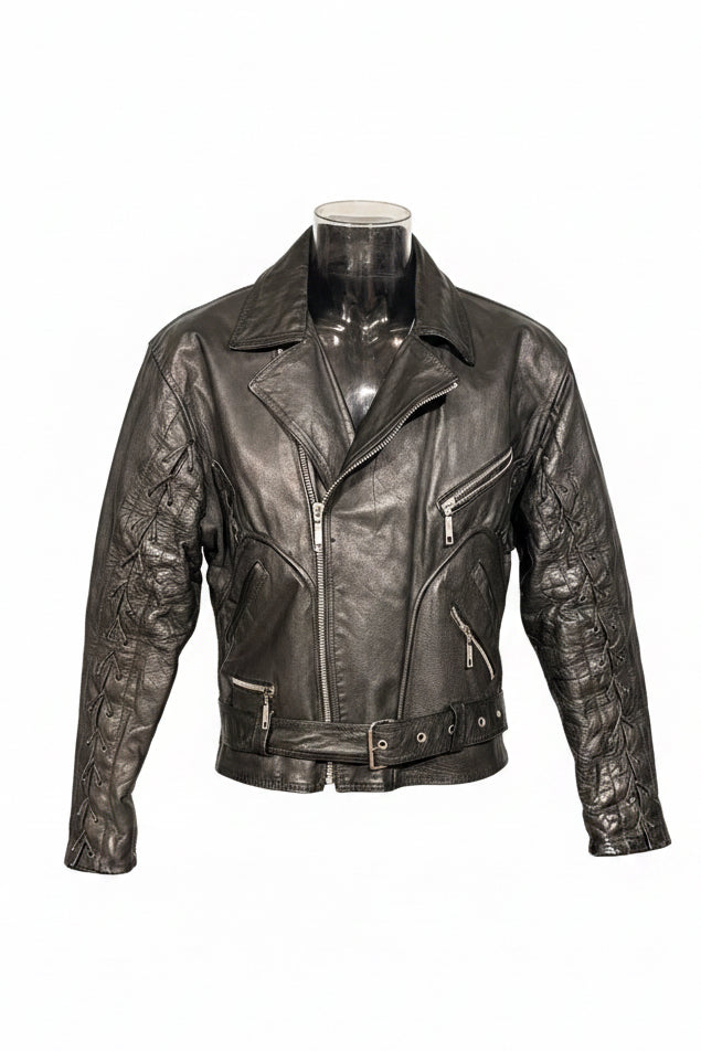 Vintage John F. Gee Black Biker Leather Jacket