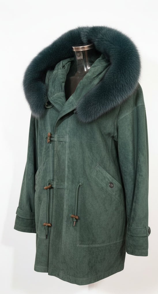 1990s Striwa Real Suede Parka with Fur Collar Trim - Vintage Outerwear