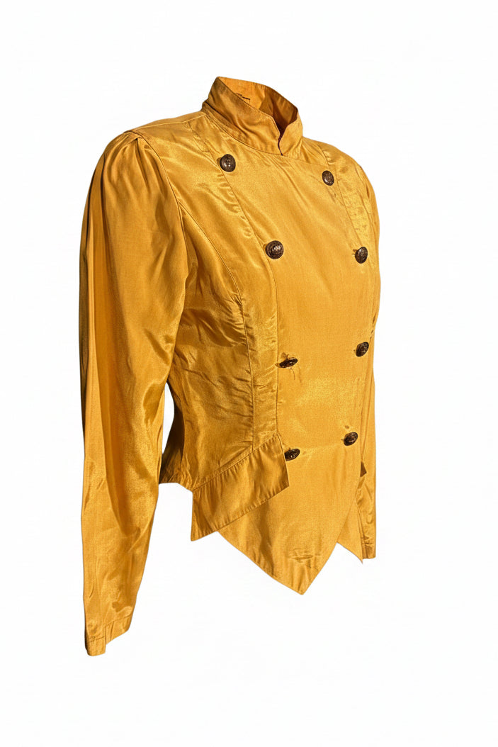 Vintage 80s Mustard Yellow Double-Breasted Long Sleeve Shacket