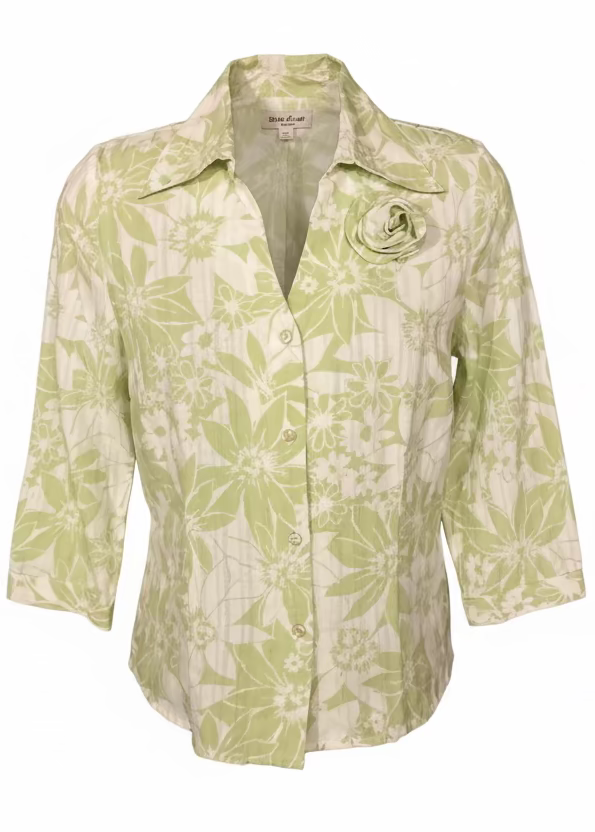 Y2K lime floral shirt